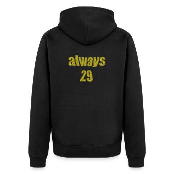 always 29 - Unisex Premium Bio Zip Hoodie - Schwarz - Hinten - Nico (187cm)