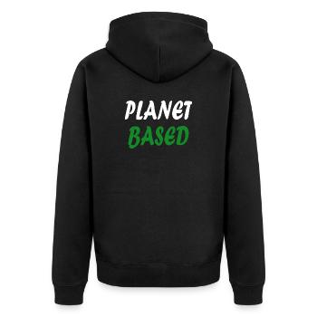 Planet based vegan - Unisex Premium Organic Zip Hoodie - black - Back - Nico (187cm)