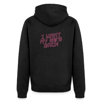 I WANT MY 80s BACK Retro - Unisex Premium Bio Zip Hoodie - Schwarz - Hinten - Nico (187cm)