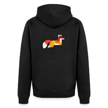 Fuchs – Ruhe und Natur im geometrischen Stil - Unisex Premium Bio Zip Hoodie - Schwarz - Hinten - Nico (187cm)