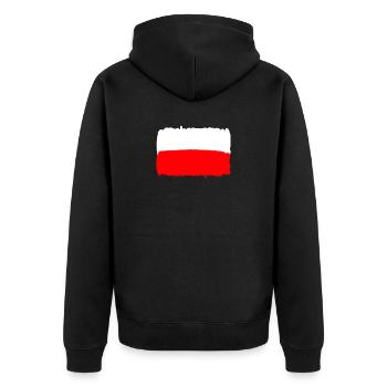 Polnische Flagge von Polen Flagge PL - Unisex Premium Bio Zip Hoodie - Schwarz - Hinten - Nico (187cm)