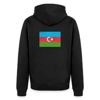 Flag of Azerbaijan – Pride and National Identity - Unisex Premium Organic Zip Hoodie - black - Back - Nico (187cm)