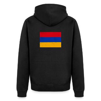 Flagge Armeniens – Symbol der Identität und des Nationalstolzes - Unisex Premium Bio Zip Hoodie - Schwarz - Hinten - Nico (187cm)