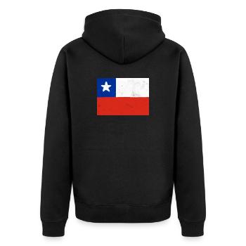 Flagge von Chile - Unisex Premium Bio Zip Hoodie - Schwarz - Hinten - Nico (187cm)