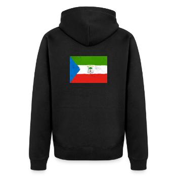 Flagge von Äquatorialguinea – Tropische Identität - Unisex Premium Bio Zip Hoodie - Schwarz - Hinten - Nico (187cm)
