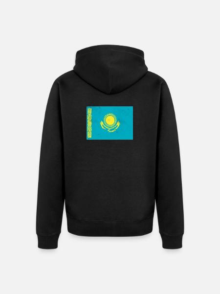 Flag of Kazakhstan - Unisex Premium Organic Zip Hoodie - black