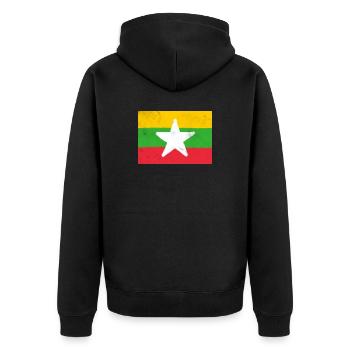Flagge von Myanmar - Unisex Premium Bio Zip Hoodie - Schwarz - Hinten - Nico (187cm)