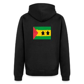 Flagge von São Tomé und Príncipe - Unisex Premium Bio Zip Hoodie - Schwarz - Hinten - Nico (187cm)