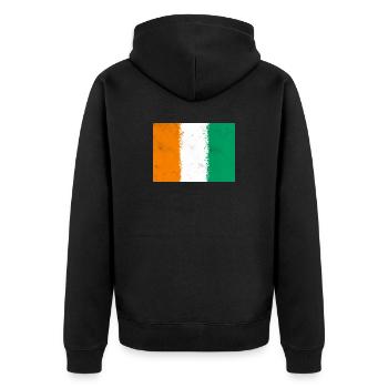 Flagge von Côte d'Ivoire - Unisex Premium Bio Zip Hoodie - Schwarz - Hinten - Nico (187cm)