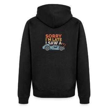 Sorry, i ́m late – Car Sayings Design - Unisex Premium Organic Zip Hoodie - black - Back - Nico (187cm)
