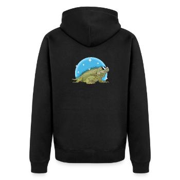 Leguan Eidechse Leguane Geschenk - Unisex Premium Bio Zip Hoodie - Schwarz - Hinten - Nico (187cm)