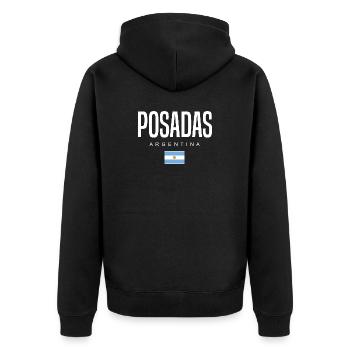 Posadas Argentinien Argentinier - Unisex Premium Bio Zip Hoodie - Schwarz - Hinten - Nico (187cm)