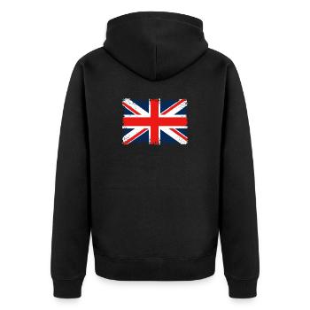 Distressed Union Jack Flag - Unisex Premium Organic Zip Hoodie - black - Back - Nico (187cm)