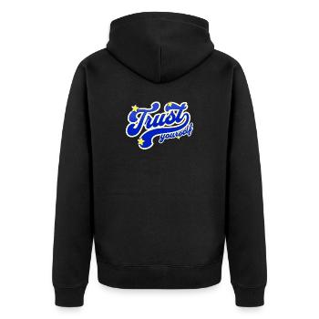 Self-Confidence Starry Script - Unisex Premium Organic Zip Hoodie - black - Back - Nico (187cm)