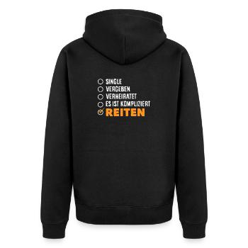 Pferdemädchen Reiten Ponyfans Reiter - Unisex Premium Bio Zip Hoodie - Schwarz - Hinten - Nico (187cm)