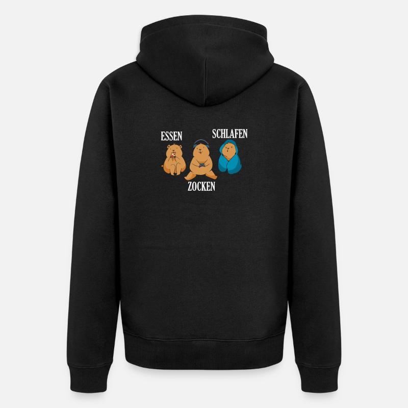 Nourriture Gaming Sleeping Gamer Dicton - Veste à capuche bio Premium Unisexe - noir
