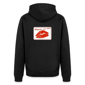 Ich schäme mich, also bin ich es - Unisex Premium Bio Zip Hoodie - Schwarz - Hinten - Nico (187cm)