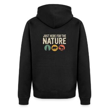 Icônes de la nature : silhouettes d’ours-arbres et orignaux - Veste à capuche bio Premium Unisexe - noir - Dos - Nico (187cm)