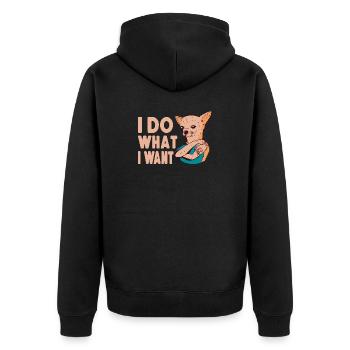 Chihuahua Chihuahueño I Do What I - Unisex Premium Bio Zip Hoodie - Schwarz - Hinten - Nico (187cm)