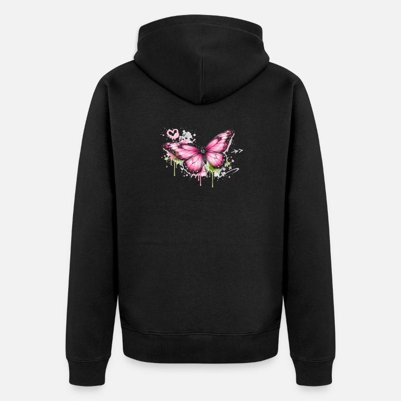 Art de rue graffiti papillon - Veste à capuche bio Premium Unisexe - noir