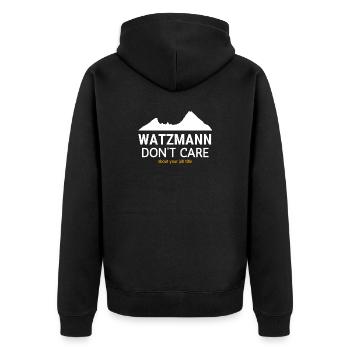 Watzmann Don't Care Job Title - Unisex Premium Organic Zip Hoodie - black - Back - Nico (187cm)