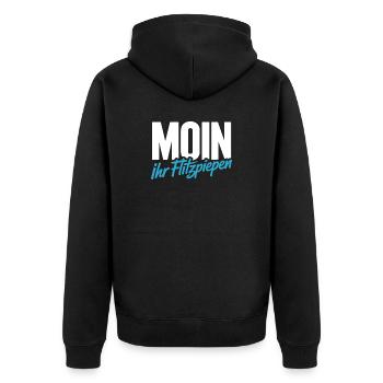 Moin Ihr Flitzpiepen Norddeutsch Hamburg Büro Moin - Unisex Premium Bio Zip Hoodie - Schwarz - Hinten - Nico (187cm)