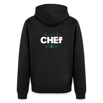 Logo du chef aux lignes ornementales élégantes - Veste à capuche bio Premium Unisexe - noir - Dos - Nico (187cm)