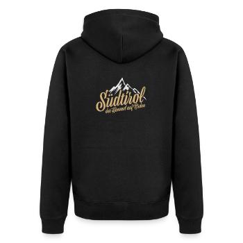 Südtirol, der Himmel auf Erden - Unisex Premium Bio Zip Hoodie - Schwarz - Hinten - Nico (187cm)