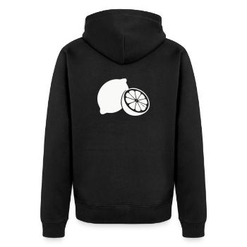 Zitrus-Silhouette Zitronen - Unisex Premium Bio Zip Hoodie - Schwarz - Hinten - Nico (187cm)