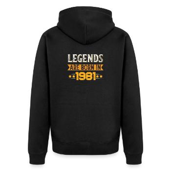 Anniversaire : né en 1981 - Veste à capuche bio Premium Unisexe - noir - Dos - Nico (187cm)