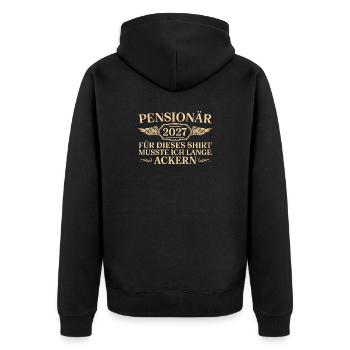 Pensionär 2027 Lange Ackern Pensionierung - Unisex Premium Bio Zip Hoodie - Schwarz - Hinten - Nico (187cm)