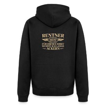 Rentner 2027 Lange Ackern Ruhestand Geschenk - Unisex Premium Bio Zip Hoodie - Schwarz - Hinten - Nico (187cm)