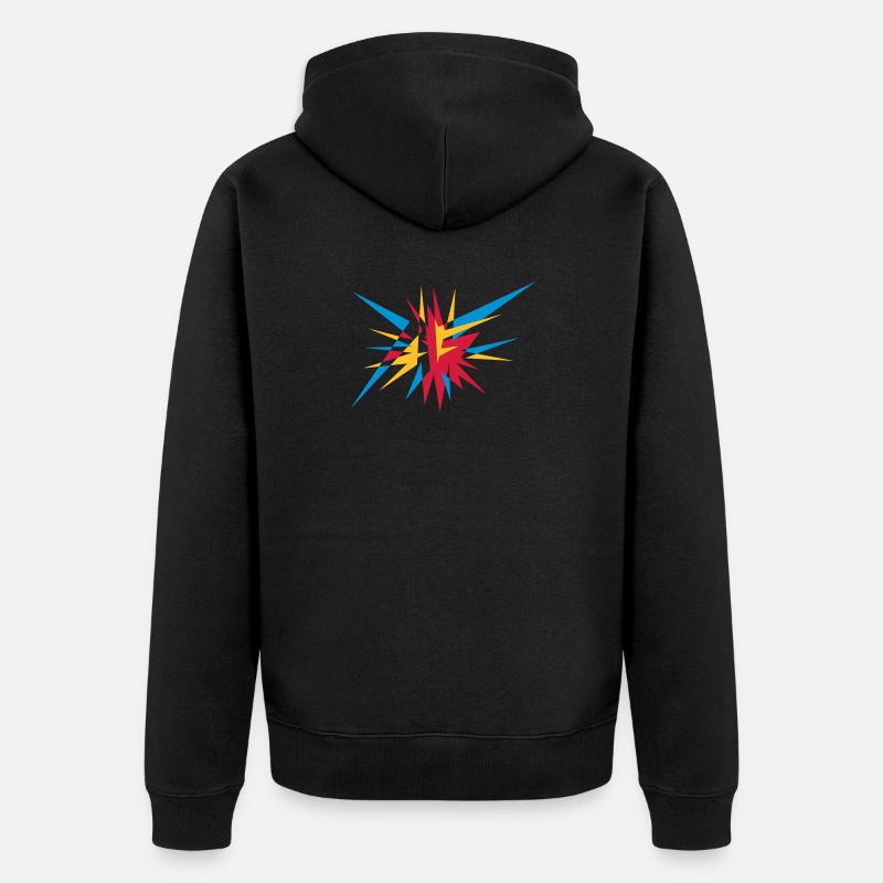 Explosion und Strahlen - Unisex Premium Bio Zip Hoodie - Schwarz