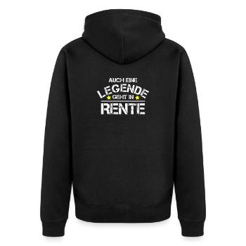 Pension Rente Rentner Legende Geschenk - Unisex Premium Bio Zip Hoodie - Schwarz - Hinten - Nico (187cm)
