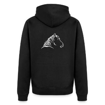 Pferd Kopf "Black Edition" - Unisex Premium Bio Zip Hoodie - Schwarz - Hinten - Nico (187cm)