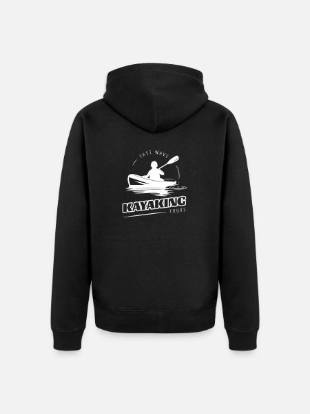 KAJAK RONING KANO RAFTING BÅD FLOD SPORTSMOTIVER - Premium økologisk unisex-hættejakke - sort