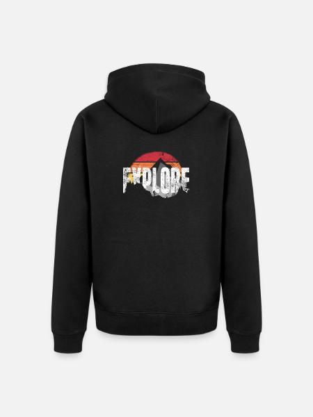 Explore Mountain Sunset Emblem - Unisex Premium Organic Zip Hoodie - black