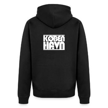 Copenhagen Danmark lettering design - Unisex Premium Organic Zip Hoodie - black - Back - Nico (187cm)