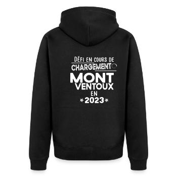 Mont Ventoux 2023 Cycliste Montagne Randonnée - Veste à capuche bio Premium Unisexe - noir - Dos - Nico (187cm)