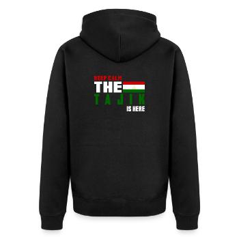 Design du drapeau du Tadjikistan Keep Cal - Veste à capuche bio Premium Unisexe - noir - Dos - Nico (187cm)