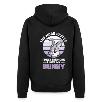Hare - Unisex Premium Organic Zip Hoodie - black - Back - Nico (187cm)