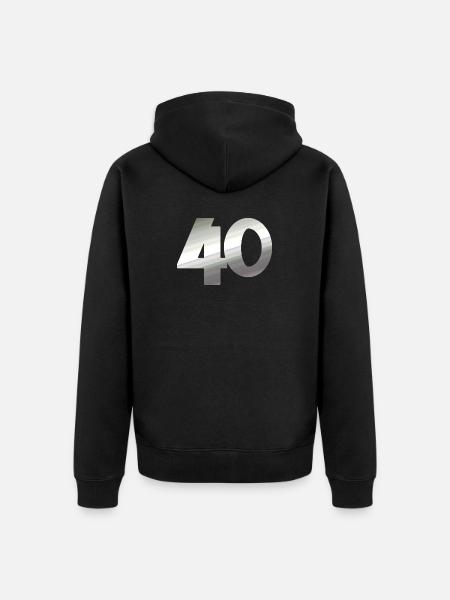 geschenk, 40 metallisch - Unisex Premium Bio Zip Hoodie - Schwarz