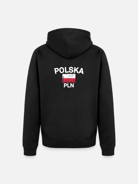 Polska Flag PLN Emblem - Unisex Premium Organic Zip Hoodie - black