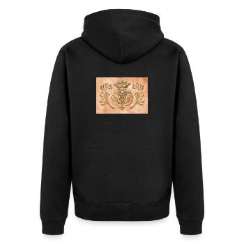 Bach seal / monogram / coat of arms / insignia - Unisex Premium Organic Zip Hoodie - black - Back - Nico (187cm)