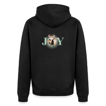 Two Cute Deer - Joy for Christmas - Unisex Premium Organic Zip Hoodie - black - Back - Nico (187cm)