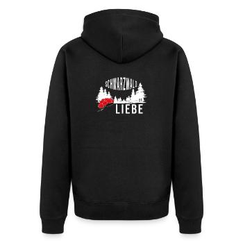 Schwarzwald Liebe - Unisex Premium Bio Zip Hoodie - Schwarz - Hinten - Nico (187cm)