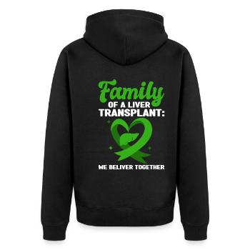 Organspende Leber | Organspender Transplantation - Unisex Premium Bio Zip Hoodie - Schwarz - Hinten - Nico (187cm)