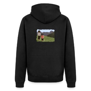 Biesler mit Aussicht - Unisex Premium Bio Zip Hoodie - Schwarz - Hinten - Nico (187cm)