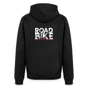 Rennrad Heartbeat Sprint - Unisex Premium Bio Zip Hoodie - Schwarz - Hinten - Nico (187cm)