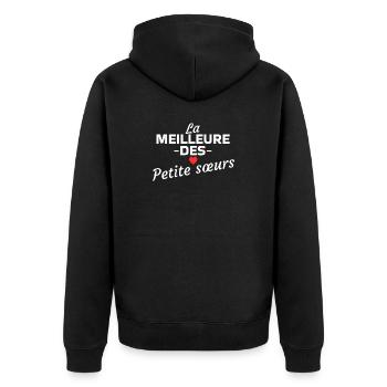 Die beste aller kleinen Schwestern - Unisex Premium Bio Zip Hoodie - Schwarz - Hinten - Nico (187cm)